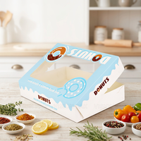 Boîte d'emballage personnalisée pour donuts, desserts, gâteaux, sushis, mochis, produits en papier, avec fenêtre et design gaufré, pour chewing-gum