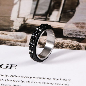 Stainless Steel <b>Ring</b> Black Screw Shape Men's Rotating Jewelry SA1216 Gift Fashion <b>Rings</b> - Product Image 3