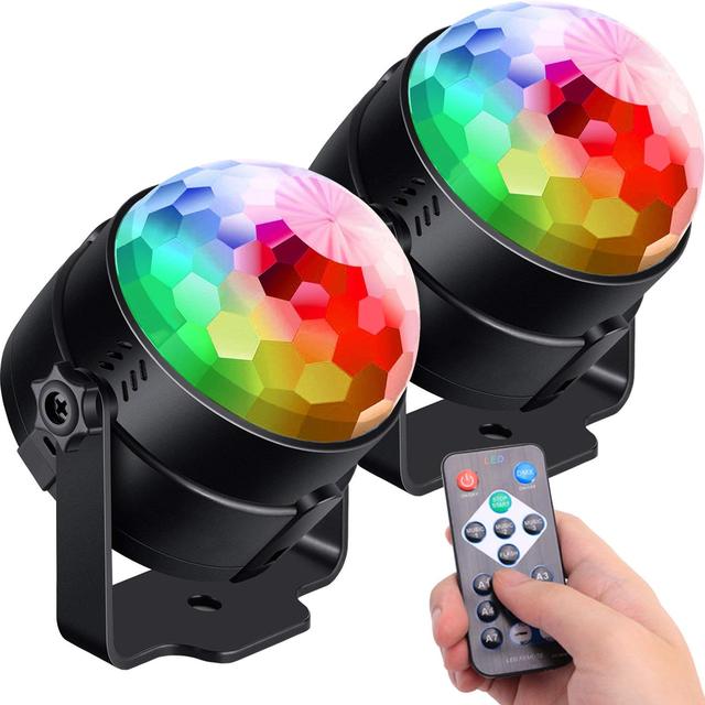 LED Sound Activated Rotating Disco Ball DJ Party Light RGB Colorful LED Stage Light for Christmas Wedding Holiday Party Show KTV