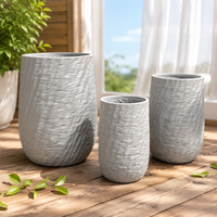 Set Pot Bunga Fiber Clay Grosir Ukuran Sesuai Pesanan, Dekoratif untuk Rumah, Taman, dan Meja