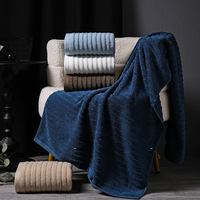 Serviette de bain rectangulaire unie en coton non tissé, séchage rapide et très absorbante, biologique, pour hôtels et usage en plage
