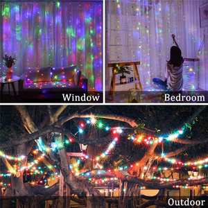 Guirnalda de Luces <span class=keywords><strong>LED</strong></span> de 3x3m, 300 <span class=keywords><strong>LED</strong></span>, 8 Modos, Música, Control Remoto, Cortina de Luces de Cobre para Ventana, <span class=keywords><strong>Cascada</strong></span> de Luces, Decoración Navideña para Interiores, Dormitorio - Product Image 5