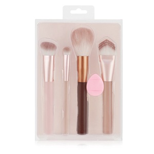 Nuevo Set <span class=keywords><strong>de</strong></span> Brochas <span class=keywords><strong>de</strong></span> Maquillaje para Mujer Nudes Blurred Base (5 piezas) con Mini Borla <span class=keywords><strong>de</strong></span> Polvo <span class=keywords><strong>de</strong></span> Regalo, Kit <span class=keywords><strong>de</strong></span> Brochas Premium <span class=keywords><strong>de</strong></span> Marca Privada - Product Image 1