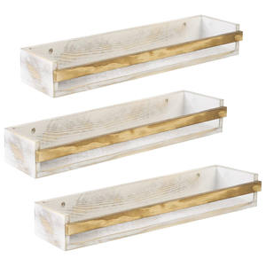 Ensemble d'étagères flottantes en bois blanchi à la chaux <span class=keywords><strong>3</strong></span> supports à épices muraux pour le stockage d'organisateur de bocal à condiments de cuisine de ferme - Product Image 1