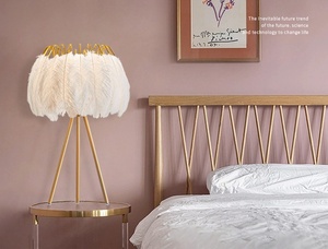 Lámpara de mesa de <span class=keywords><strong>plumas</strong></span> de lado de <span class=keywords><strong>cama</strong></span> decorativa de lujo para dormitorio de estilo nórdico europeo para sala de estar - Product Image 5