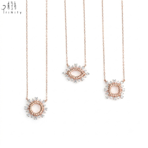 High Quality Minimalist Hand Crafted Daily Wearing Natural Diamond <b>Necklace</b> Real 18K Rose White Gold Pendant <b>Necklace</b> For Women - Product Image 1