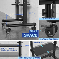 Soporte de TV Móvil Moderno Grande con Ruedas y Estante, para Pantallas de 55''-98'', Acero Aleado, Altura Ajustable, Gestión de Cables, 9kg/220lbs, Negro