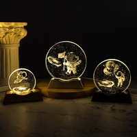 Lampada Notturna LED in Cristallo Luminoso per Bambini, Incisione Laser con Motivo Floreale, Alta Qualità GLINN PF024, Decorazione Casa, Regalo