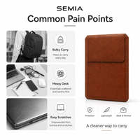 Housse pour ordinateur portable SEMIA en cuir PU huilé, grande capacité, portable, avec support et fermeture réglable pour MacBook