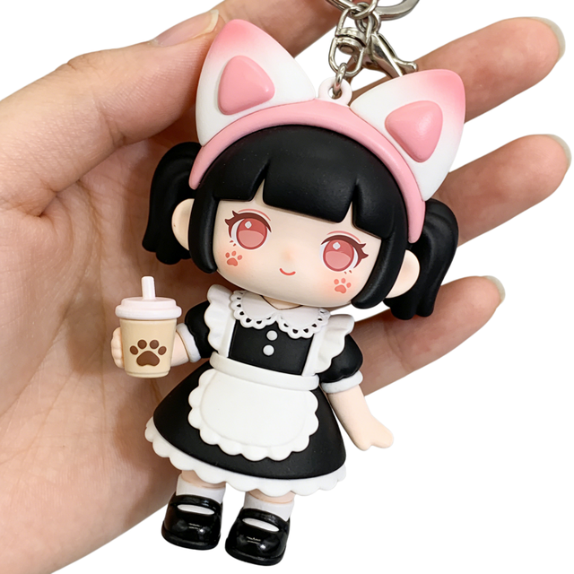 Wholesale Custom Fashionable Waterproof PVC Mobile Phone Lanyard with Soft Rubber Doll Charm Cartoon Keychain Chain