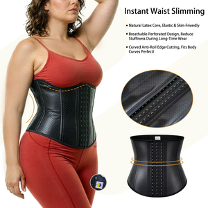 Gaine amincissante pour femme avec trous, corset tendance en latex respirant pour le bas du ventre, contrôle ferme, pour affiner la silhouette - Product Image 4