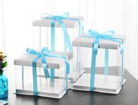 Boîte d'emballage transparente en PET de qualité alimentaire pour gâteau ou ours en roses