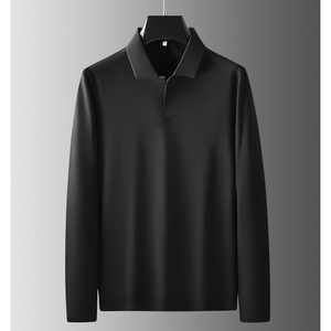 <span class=keywords><strong>Polo</strong></span> da <span class=keywords><strong>uomo</strong></span> in misto <span class=keywords><strong>lana</strong></span> di alta qualità in pile calda tinta unita da lavoro con risvolto a <span class=keywords><strong>manica</strong></span> <span class=keywords><strong>lunga</strong></span> - Product Image 5