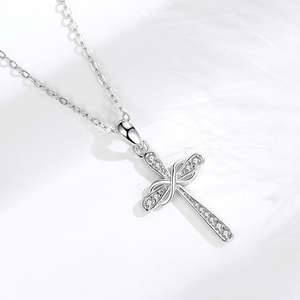 Colgante de Cruz Chapado en oro Zirconia Infinity Collar de crucifijo para hombre Hip Hop Matemáticas celestiales Declaración de algoritmo eterno - Product Image 3