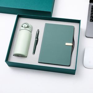 Cuaderno de Cuero Verde Personalizado, Set de Regalo Corporativo, Bloc de Notas Recargable, Artículos Promocionales al por Mayor, Cuaderno con Bolígrafo - Product Image 1