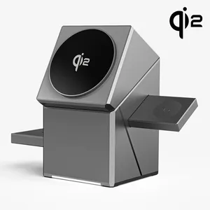 Chargeur sans fil magnétique <span class=keywords><strong>3</strong></span> en 1 Qi2 15W à rotation automatique pour Android, iPhone, iWatch, <span class=keywords><strong>Airpods</strong></span>, station de charge rapide - Product Image 1