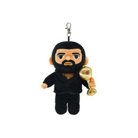 Llavero de Peluche Personalizado de Rapper con Trofeo Dorado, Muñeco de Peluche Suave con Clip Metálico para Mochilas, Regalos Coleccionables