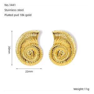 Women's Geometric Conch Braided Earrings <b>Titanium</b> Steel Plated 18K Gold Stylish Stainless Steel Fashion Jewelry With Hook Shape - Product Image 5