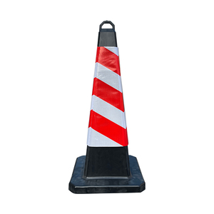 Cono de Tráfico Cuadrado de Espuma EVA Negra de 720 mm, Marco de Plástico HDPE de Alta Visibilidad, Barrera de Seguridad Reflectante para Carreteras - Product Image 2