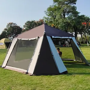 Outdoor 4 5 ~ 8 Personen automatische Camping Doppels chicht Glamping Hexagon Automatic Popup Tenda Tiendas de Camping Zelt wasserdicht