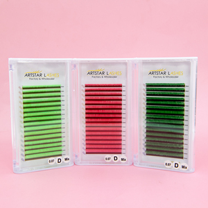 <span class=keywords><strong>Cils</strong></span> de couleur premium Volume Russe 0.05mm Bande fine Légers Confortables Usage quotidien Mélange Marron Bourgogne - Product Image 1