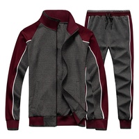 Ensembles de survêtements pour hommes à blocs de couleur, haute qualité, grandes tailles, avec fermeture éclair, personnalisables avec logo, pour la course et le jogging (sweat-shirt et pantalon)