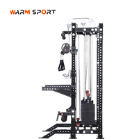 Produit phare : Équipement de fitness commercial en acier pour salle de sport à domicile, Appareil d'entraînement multifonctionnel avec câble de résistance, Rack de squat robuste et Smith noir