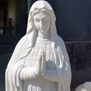 Statue <span class=keywords><strong>de</strong></span> la Vierge <span class=keywords><strong>Marie</strong></span> en marbre blanc sculptée à la main, figurine <span class=keywords><strong>de</strong></span> prière catholique pour la décoration <span class=keywords><strong>de</strong></span> <span class=keywords><strong>l</strong></span>'église et du jardin - Product Image 4
