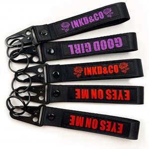 2026 Hot Selling Promotional Carabiners Logo Lanyard Woven Embroidery <b>Custom</b> Short Wrist <b>Keychain</b> With Eagle Hook - Product Image 2