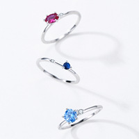 Anillo Geométrico de Piedras Preciosas Coloridas, Plata de Ley S925, Hipoalergénico, Apilable, Abierto, Dropshipping, Colección de Anillos de Alta Calidad con Circonita Cúbica