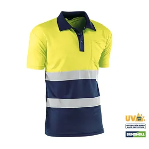 Polo - HV720BCAZUL S Wales - Colore: Giallo fluorescente/blu - Bande riflettenti con motivo a occhio di uccello (tre pezzi) - Product Image 1