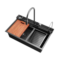 Évier de cuisine commercial en acier inoxydable à cuve unique avec robinet, surface nano moderne, multifonctionnel