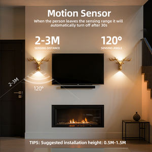北欧ワイヤレス磁気モーションセンサートナカイ壁ライトUSB充電式ELKナイトライト階段寝室ベッドサイドLEDウォールランプ - Product Image 4