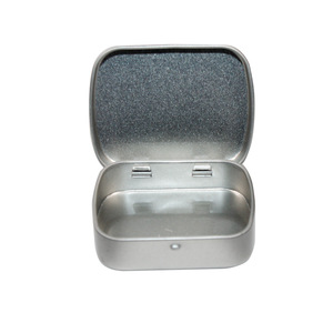Caja de lata vacía de plata satinada con tapa bisagras, caja de lata de menta vacía con cubierta con bisagras, venta al por mayor - Product Image 5