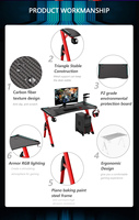Bureau de jeu pour ordinateur de style course ergonomique pas cher AOR Esports, cadre en métal, bureau de jeu E-Sport RGB, table de jeu LED pour joueur