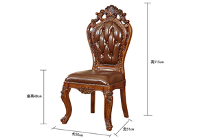 Ghế ăn lưng cao bằng gỗ tếch, tay vịn da kiểu Bắc Âu cổ điển - Product Image 6