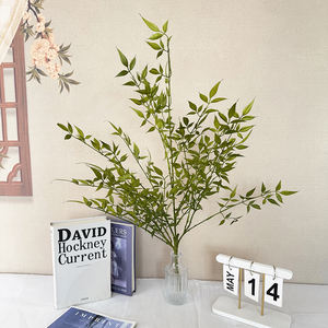 Vente en gros de feuilles artificielles naturelles de <span class=keywords><strong>bambou</strong></span> vert en plastique Nandina à <span class=keywords><strong>tige</strong></span> unique pour mariage, hôtel, maison, jardin, bureau, décoration - Product Image 5