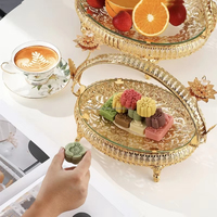 Plateau à gâteaux et à en-cas en métal et verre de style arabe de luxe, avec placage or, décoration Ramadan, récipient de stockage alimentaire