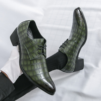 Herren Derby-Schuhe aus Lackleder mit Blumenmuster, Schnürung, spitzer Zehenpartie, rutschfester Sohle, für Partys und Hochzeiten, höhenerhöhende Schuhe