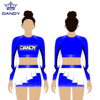 Uniformes de cheerleading personnalisés brillants pour adolescentes, uniforme de fille de l'équipe de cheerleading scolaire, robe uniforme pour femmes avec bleu vif