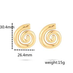 New Spiral <b>Titanium</b> Steel Earrings Women Fashion Creative Personality 18K Gold Stainless Steel <b>Stud</b> Earrings - Product Image 3