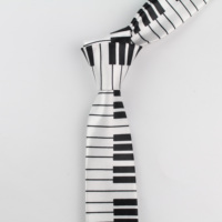 Neue Stilvolle Herren-Krawatten für Halloween, Weihnachten und Festliche Anlässe - Weiche Designer-Krawatten mit Musiknoten, Klavier und Gitarre