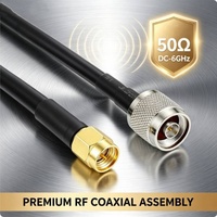 Kabel Ekstensi Jumper RF Koaksial LMR240 Low Loss SMA Male ke N Male 20cm Double Shielded untuk Penguat Sinyal Antena Repeater