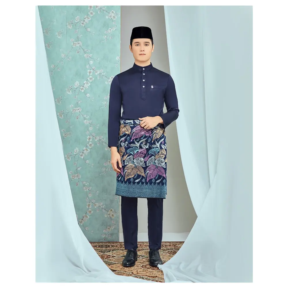 SIPO Lebaran 2023 Baju Kurung Melayu Muslim Pria Malaysia Ritsleting Sutra Tersembunyi Di Sisi Kiri Model Baju Kurung Bordir S Baju Raya