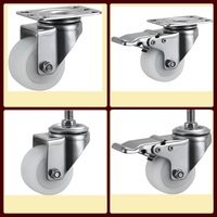Roue pivotante en TPR blanche de 2 pouces (50 mm) avec support en acier inoxydable pour meubles