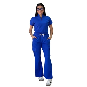 Conjunto <span class=keywords><strong>de</strong></span> Uniformes Médicos Cómodos con Cuello Alto, Cierre Frontal, Mangas con Puños y Aberturas Laterales para Médicos, Enfermeras y Asistentes Dentales - Product Image 2