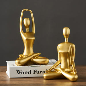 Figurines de style nordique, en résine, Art abstrait, couleur or, pour intérieur, décoration esthétique, accessoires de bureau, de salon - Product Image 2