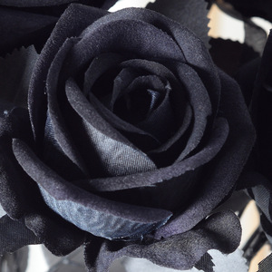 Artificial Flower Decorative Handmade Green Plant Pure Black Rose Bouquet Dark Gothic Flannel Silk <strong>Flo</strong> - Product Image 4