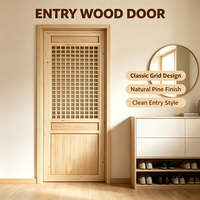 Porte en bois massif de pin non fini, surface lisse, porte intérieure pour usage domestique