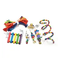Promoção produtos Para Animais de Estimação Pássaro madeira rainbow círculo mil brinquedos 7-piece brinquedos do papagaio